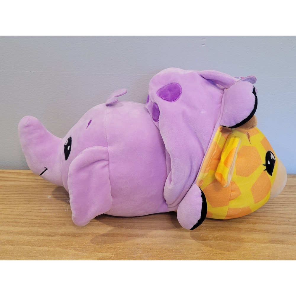 FlipaZoo Mushmillows 16" Plush Emi Elephant Jazzy Giraffe 2 in 1 Stuffed Animal